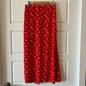 Wilfred red floral midi skirt- size 6